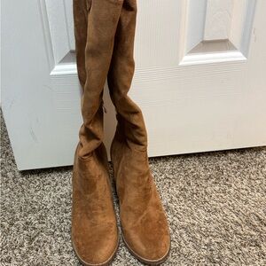 Brown Suede Knee-High Boots